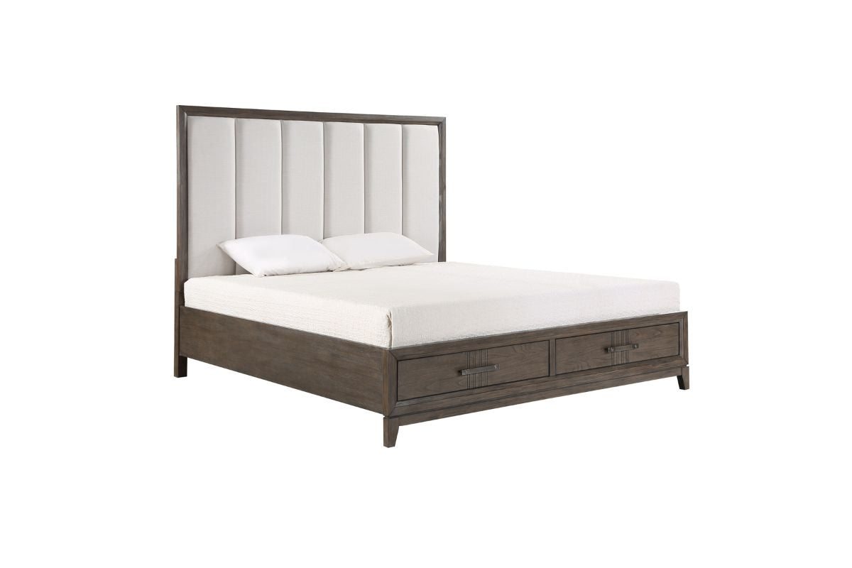 LANDON001:Landon Upholstered Panel Bed &, 
