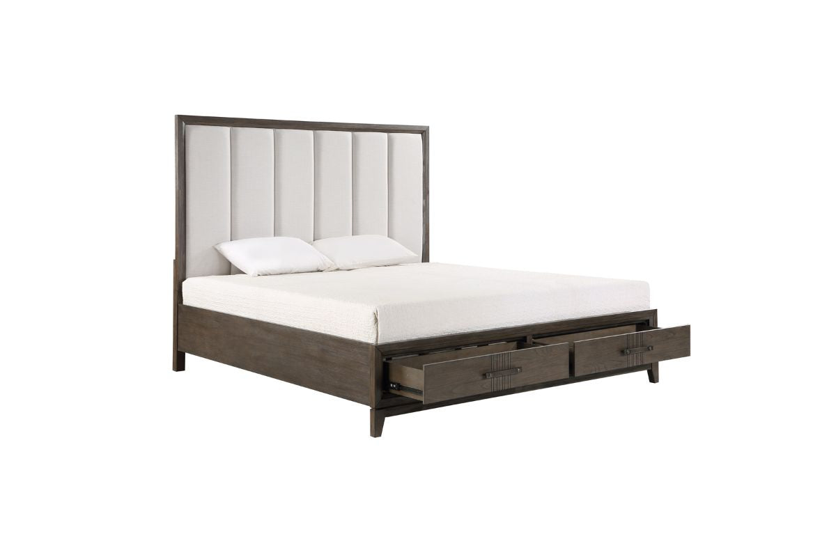 LANDON001:Landon Upholstered Panel Bed &, 