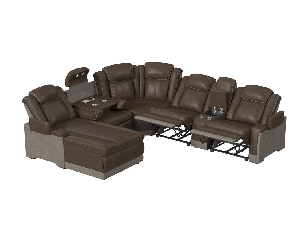 LANTAN006:Lantana 6 Piece 2 Power Chaise Sectional With 2 Power Armless Recliner, Open