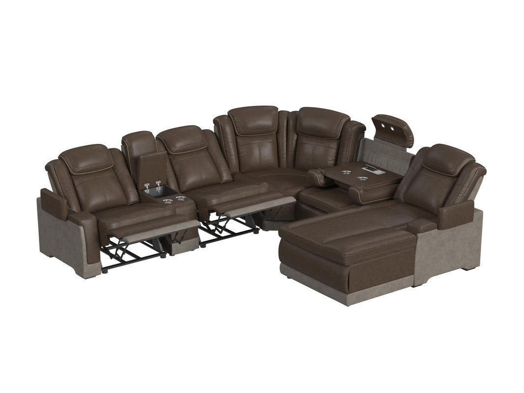 LANTAN007:Lantana 6 Piece 2 Power Chaise Sectional With 2 Power Armless Recliner, Open