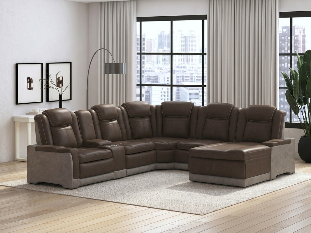 LANTAN005:Lantana 6 Piece 2 Power Chaise Sectional, 