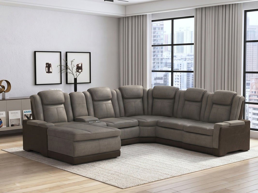 LANTAN014:Lantana 6 Piece 2 Power Chaise Sectional, 