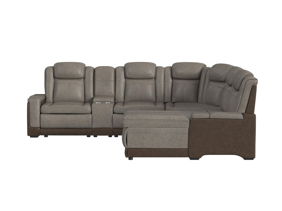 LANTAN017:Lantana 6 Piece 2 Power Chaise Sectional With 2 Power Armless Recliner, Front