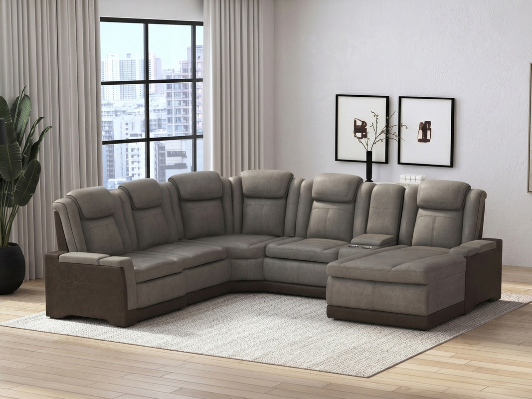 LANTAN015:Lantana 6 Piece 2 Power Chaise Sectional, 