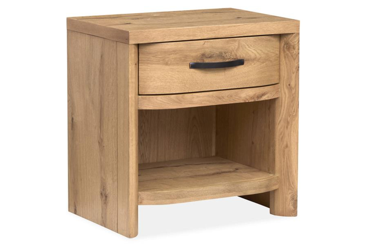 LARAMIE4A:Laramie Panel Bed With Storage, AngledOpen