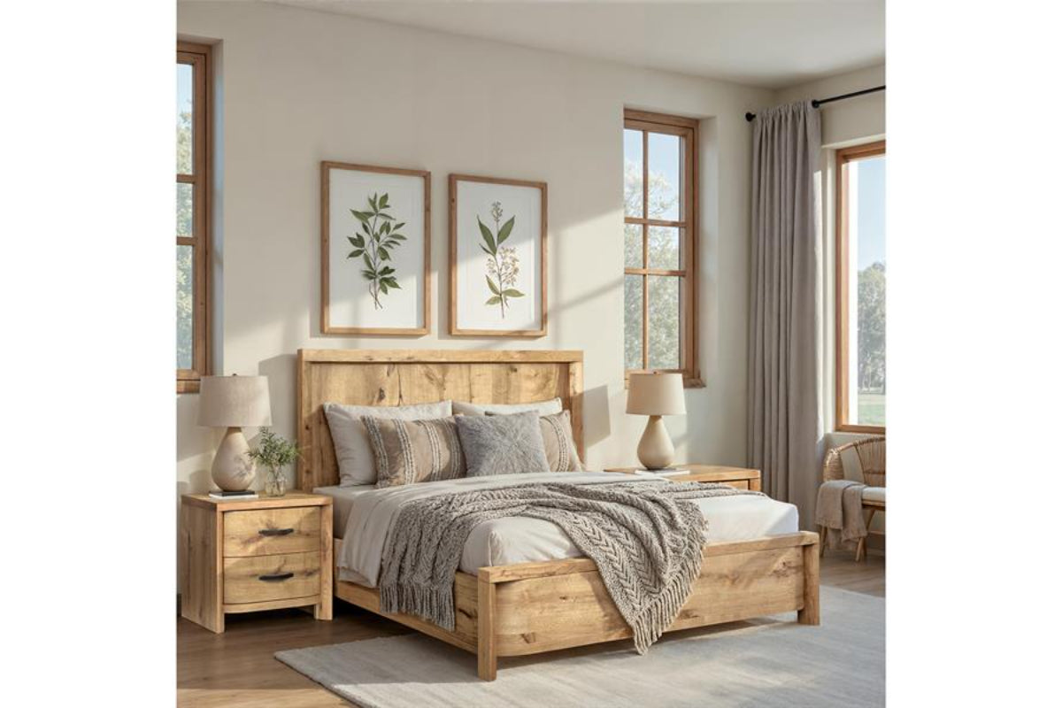 LARAMIE03:Laramie Panel Bed & Dresser & , Styled