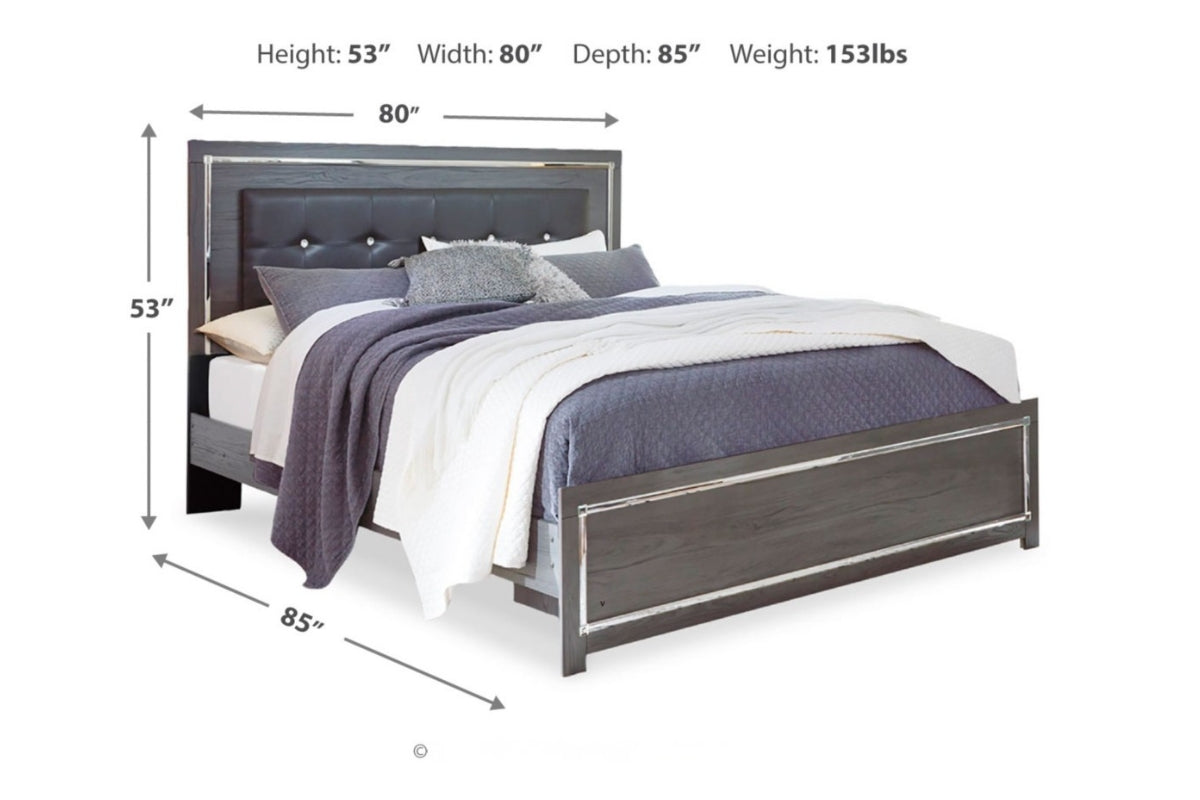 LODANNA03:Lodanna Panel Bed & Dresser & , 