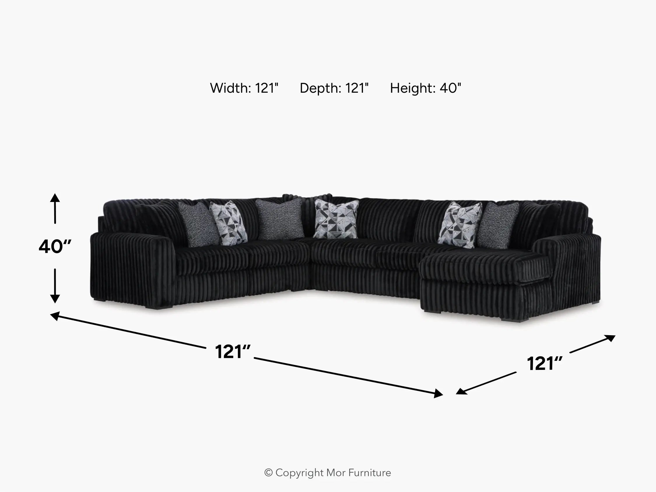 Ashley Midnight Madness 3 Piece Sectional In Onyx | Sectionals