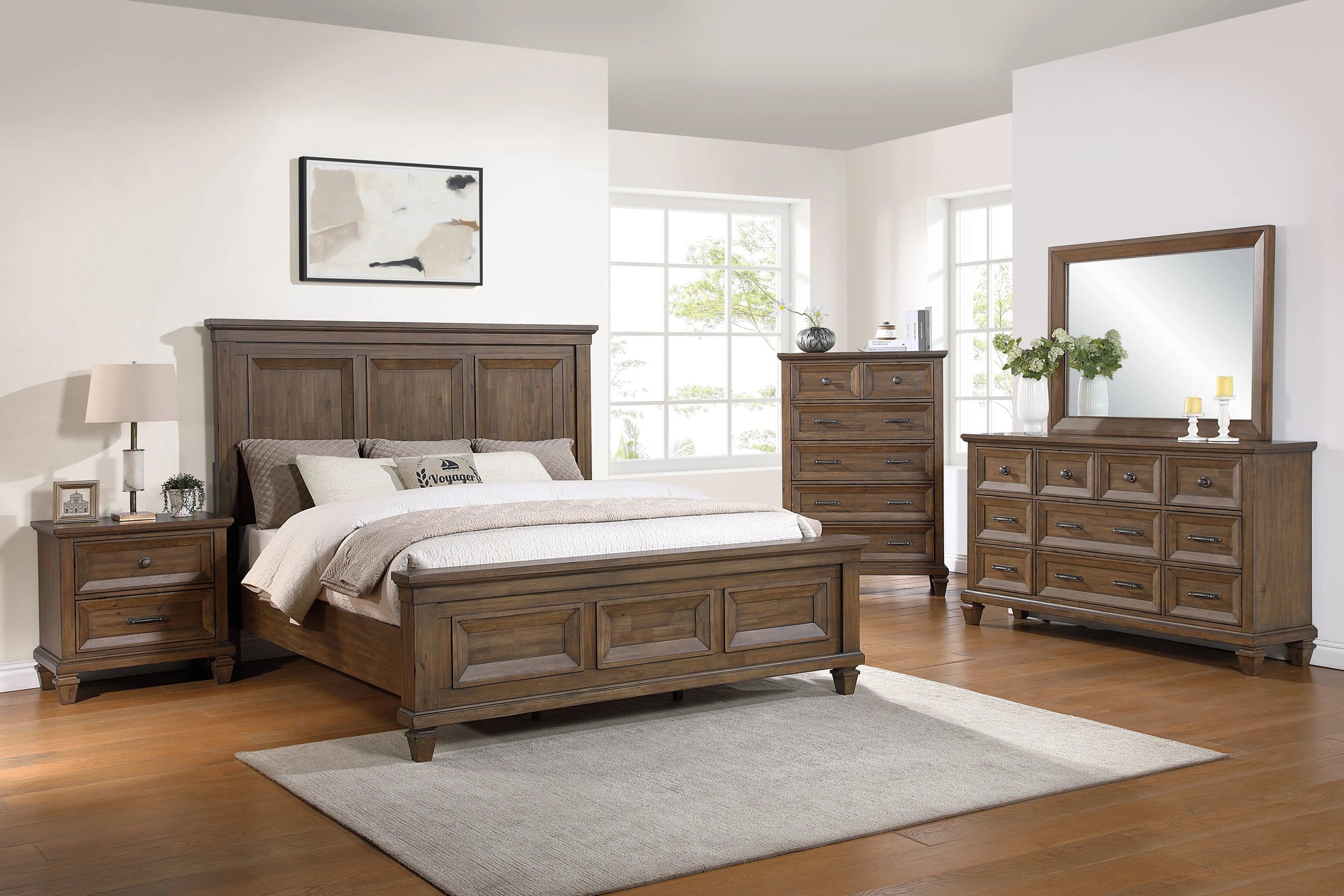MARIANA21:Mariana Panel Bed & Dresser & , Styled