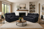 MAVERIC00: Maverick 2 Power Theather Sofa and Loveseat in Jet Black
