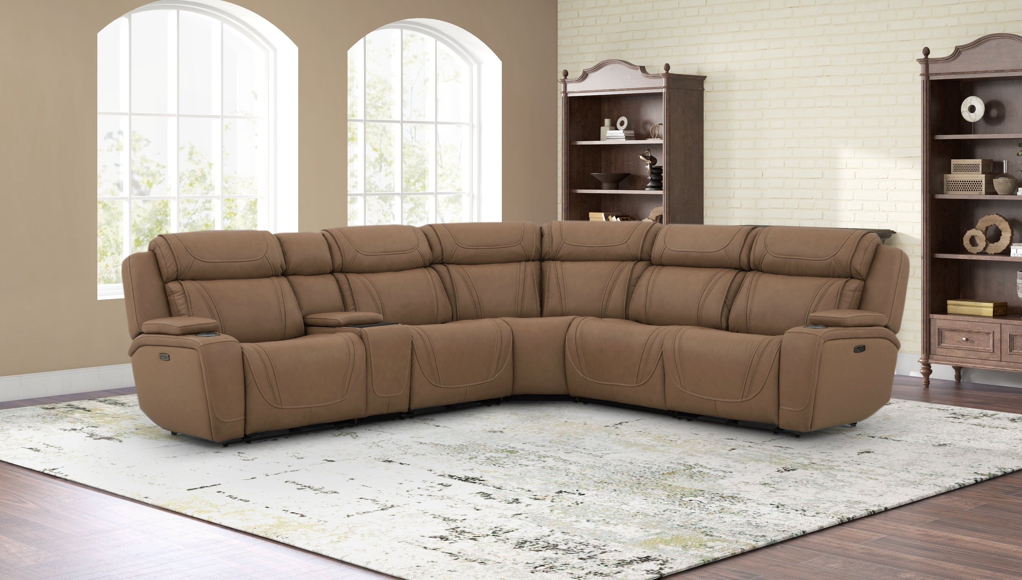 MAX000111:Max 6 Piece 2 Power Sectional , Styled