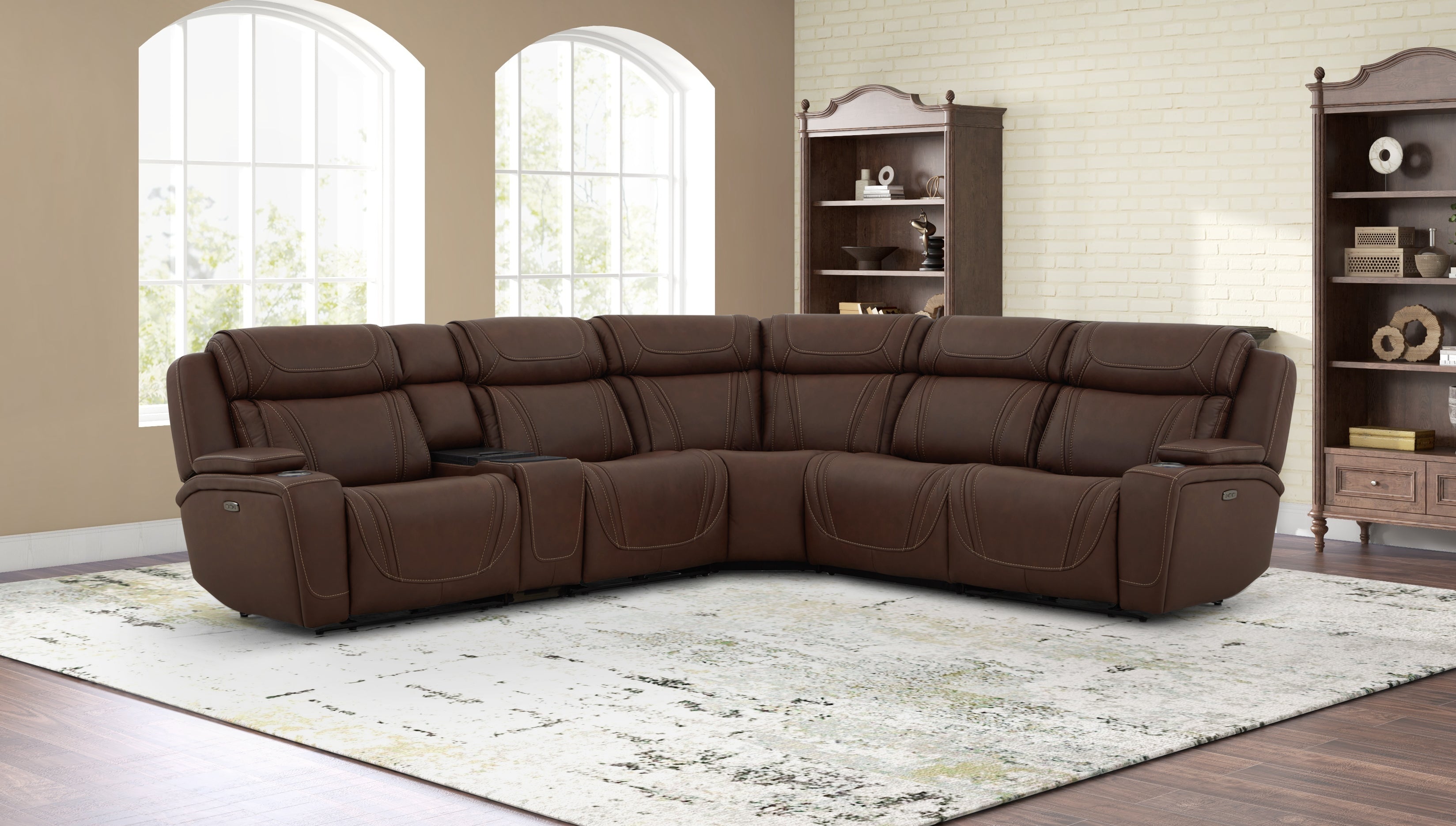 MAX000020:Max 6 Piece 2 Power Sectional, Styled