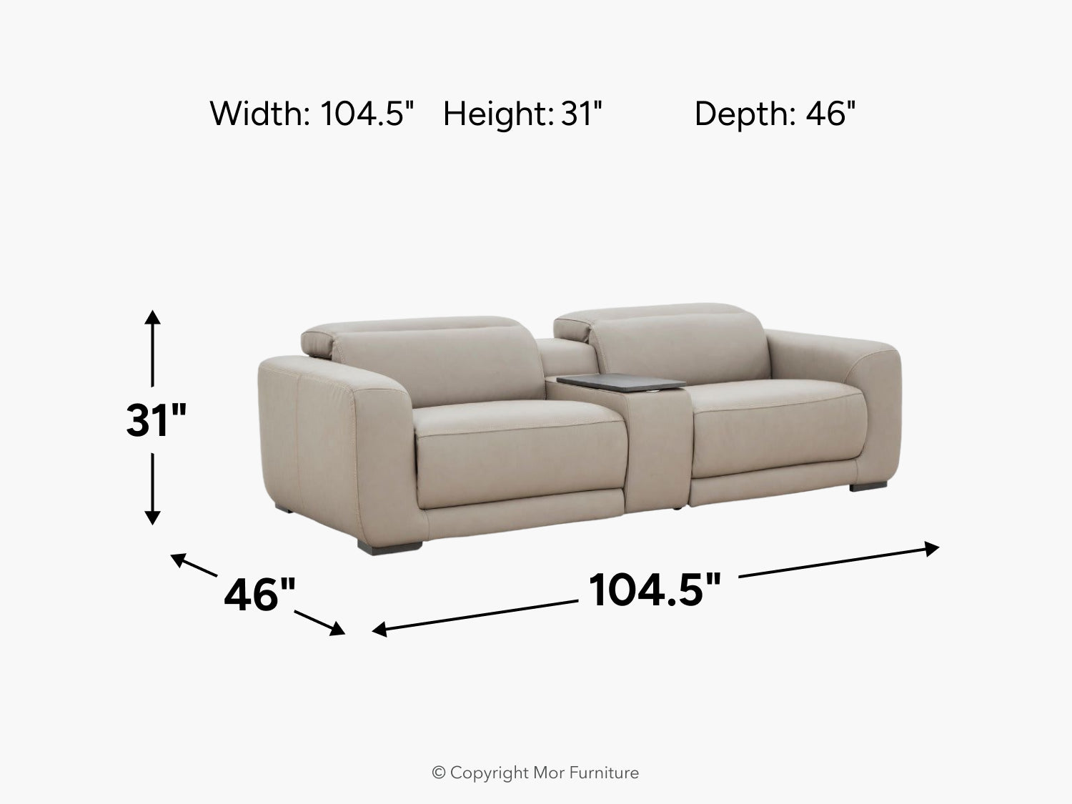 MAXWLL001:Maxwell 2 Power Console Loveseat, 