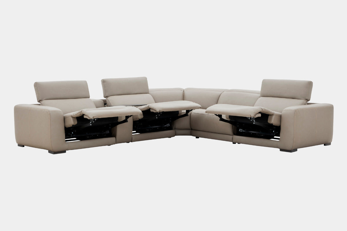MAXWLL011:Maxwell 6 Piece 2 Power Sectional With 2 Power Armless Recliner, 