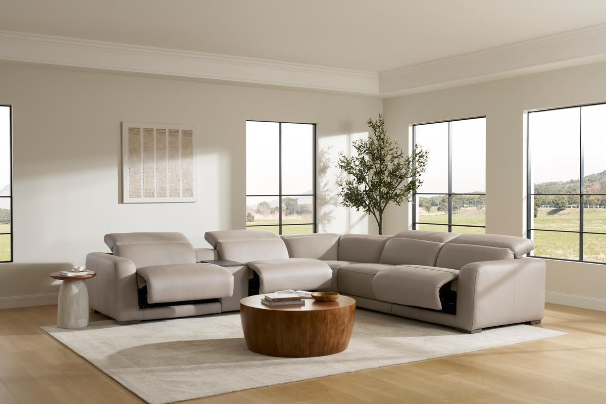 MAXWLL011:Maxwell 6 Piece 2 Power Sectional With 2 Power Armless Recliner, Styled