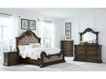 MAYLEE003:Maylee Upholstered Panel Bed &, Styled