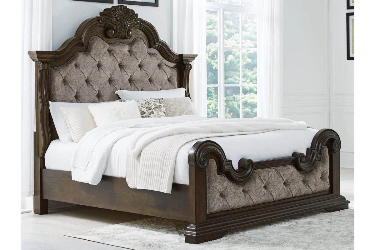 MAYLEE007:Maylee Upholstered Panel Bed, Styled