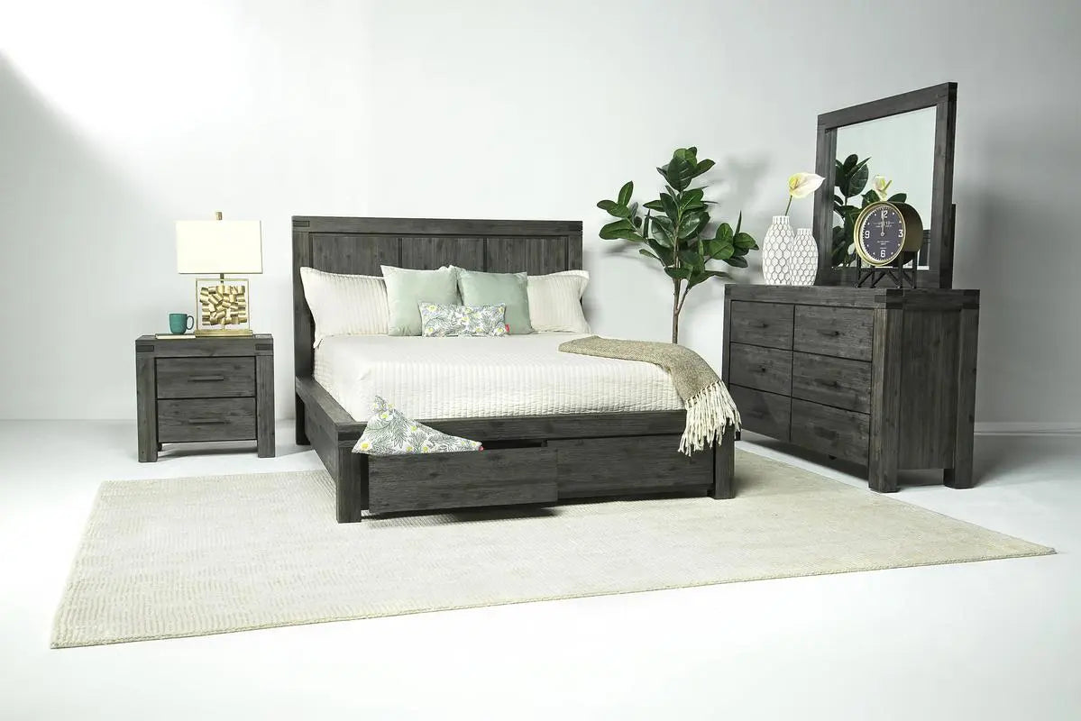 MEADOW013:Meadow Panel Bed w/ Storage in Gray, Queen, Image 5