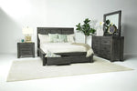 MEADOW021:Meadow Panel Bed w/ Storage, Dresser, Mirror & Nightstand in Gray, Eastern King, Image 1