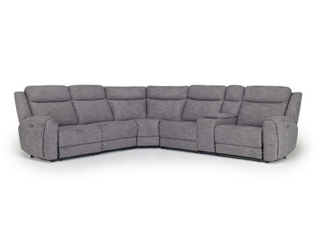 Mia 6 Piece 2 Power Sectional With 2 Power Armless Recliner