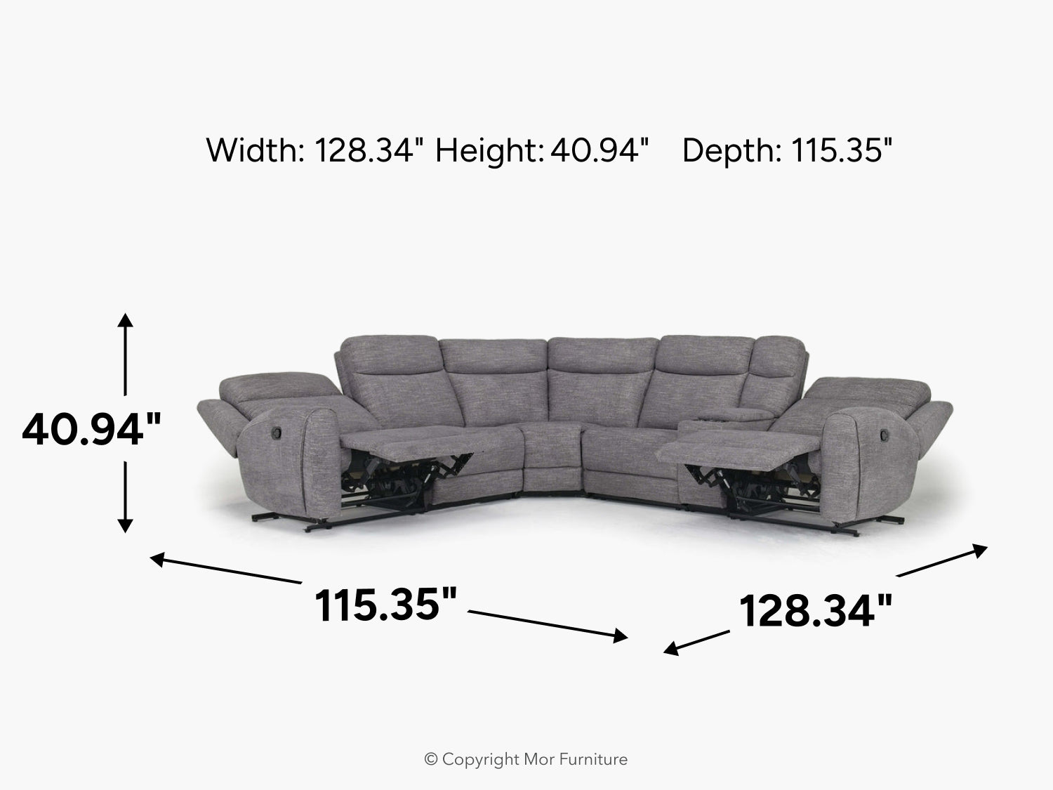 Mia 6 Piece Reclining Sectional | Mor Furniture