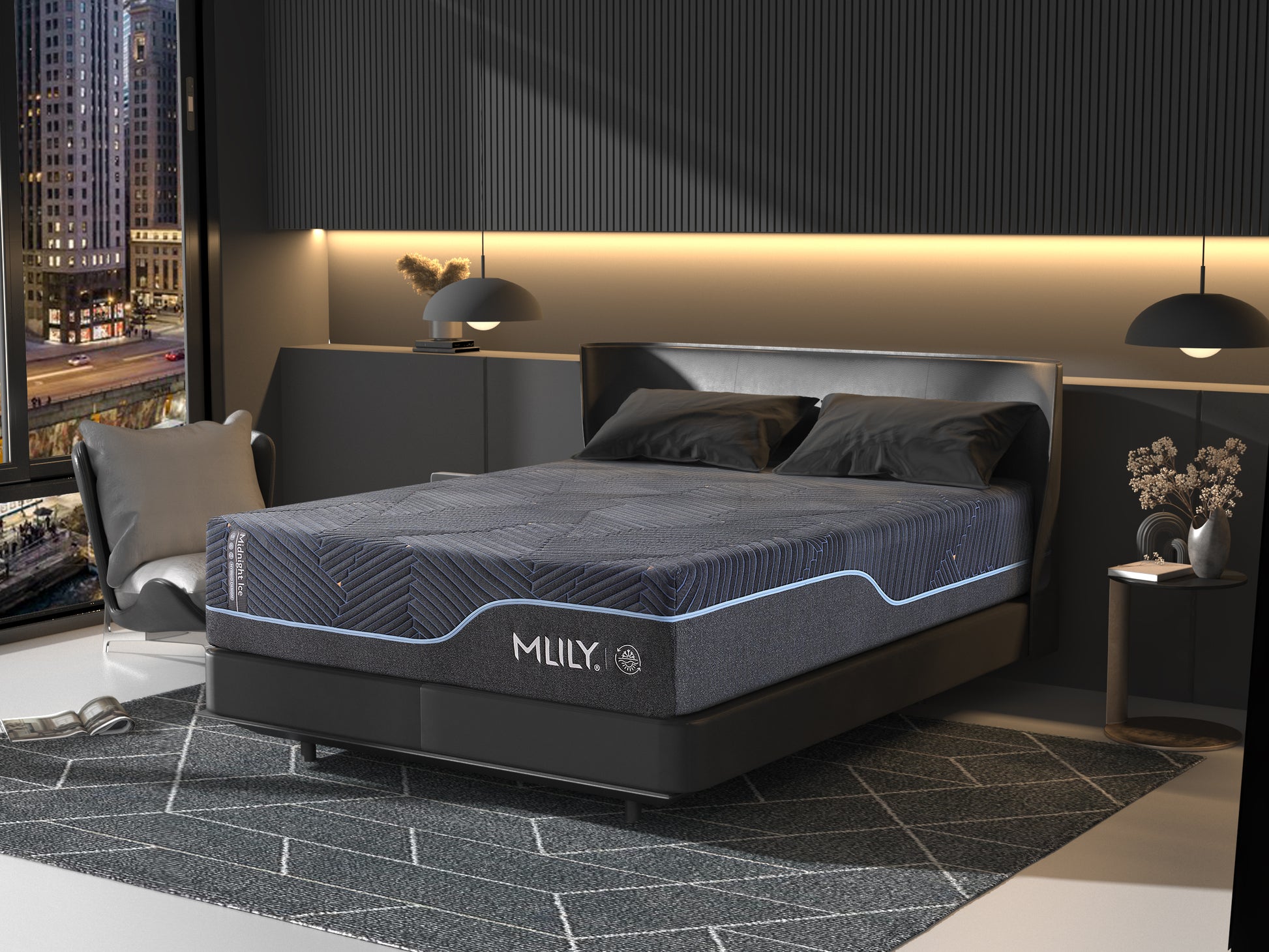 087205851:Midnight Ice 1.0 Firm Mattress Styled