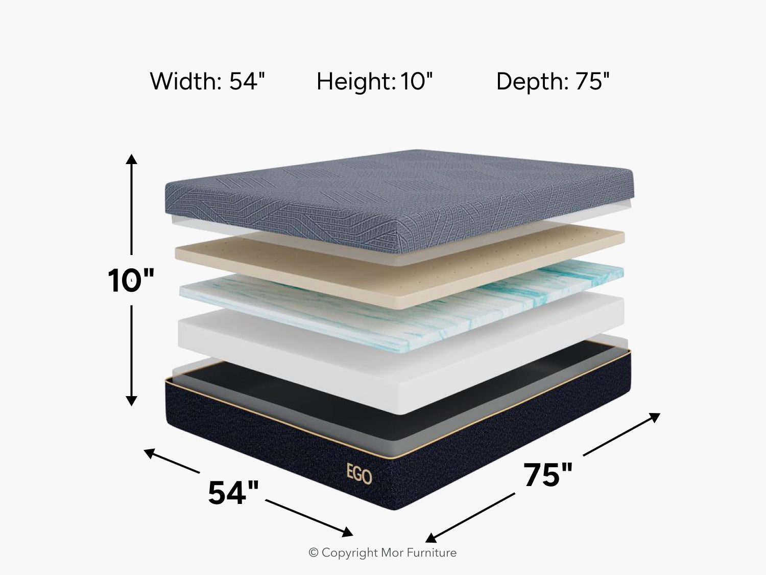 491482832:Ego Black 10 Inch Medium Mattress, 
