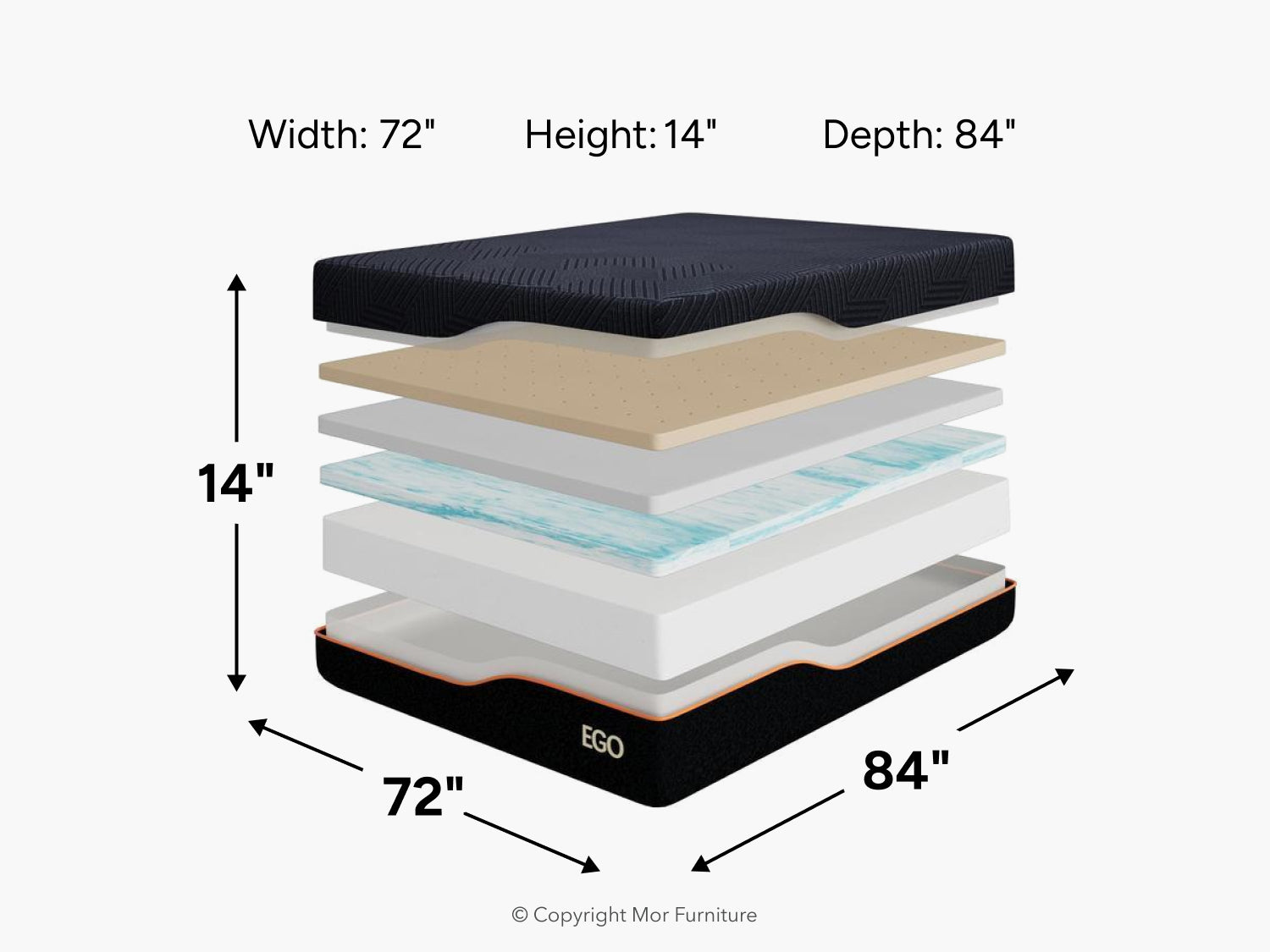 574260793:Ego Black 14 Inch Medium Mattress, 