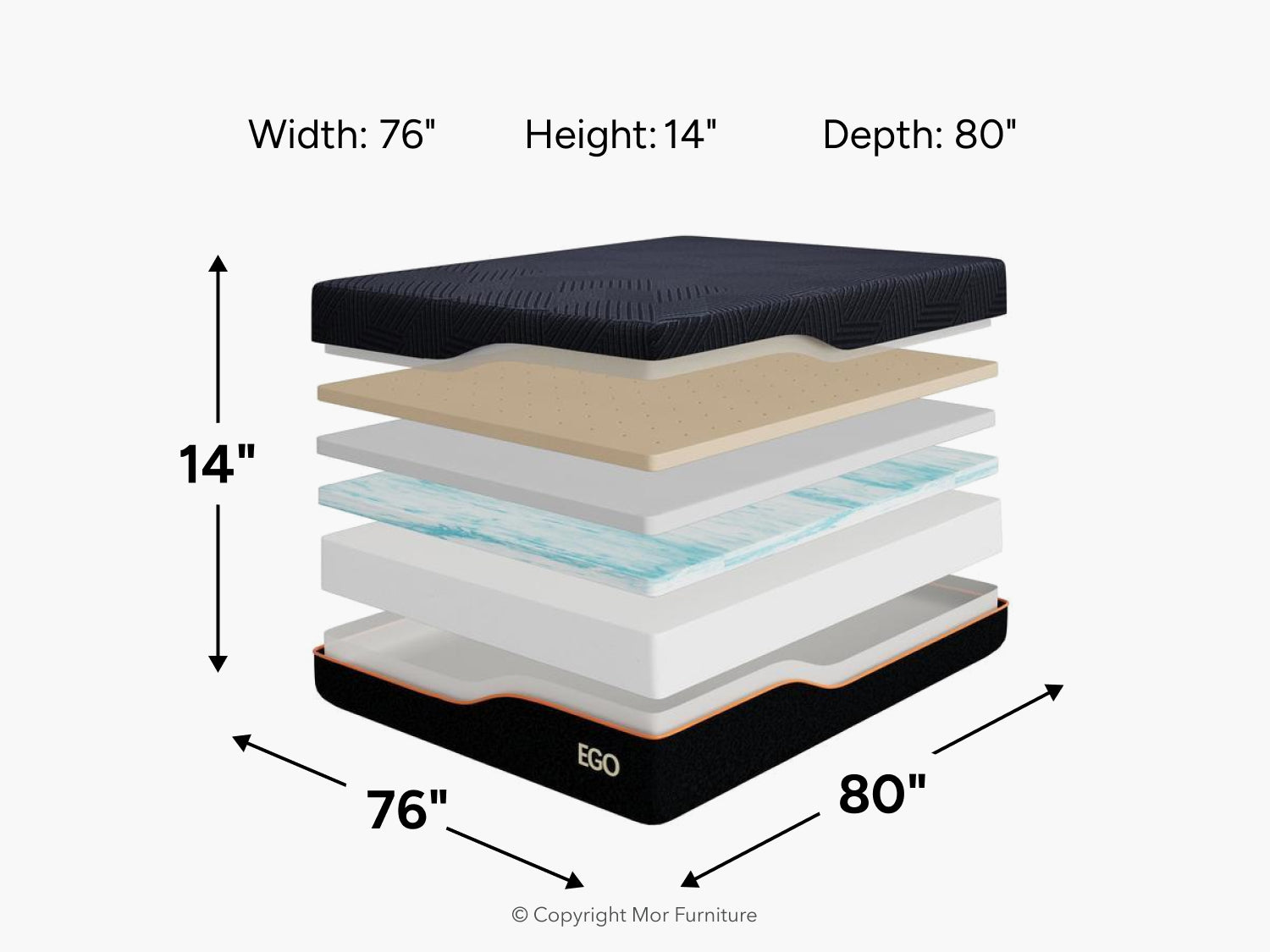 598331559:Ego Black 14 Inch Medium Mattress, 