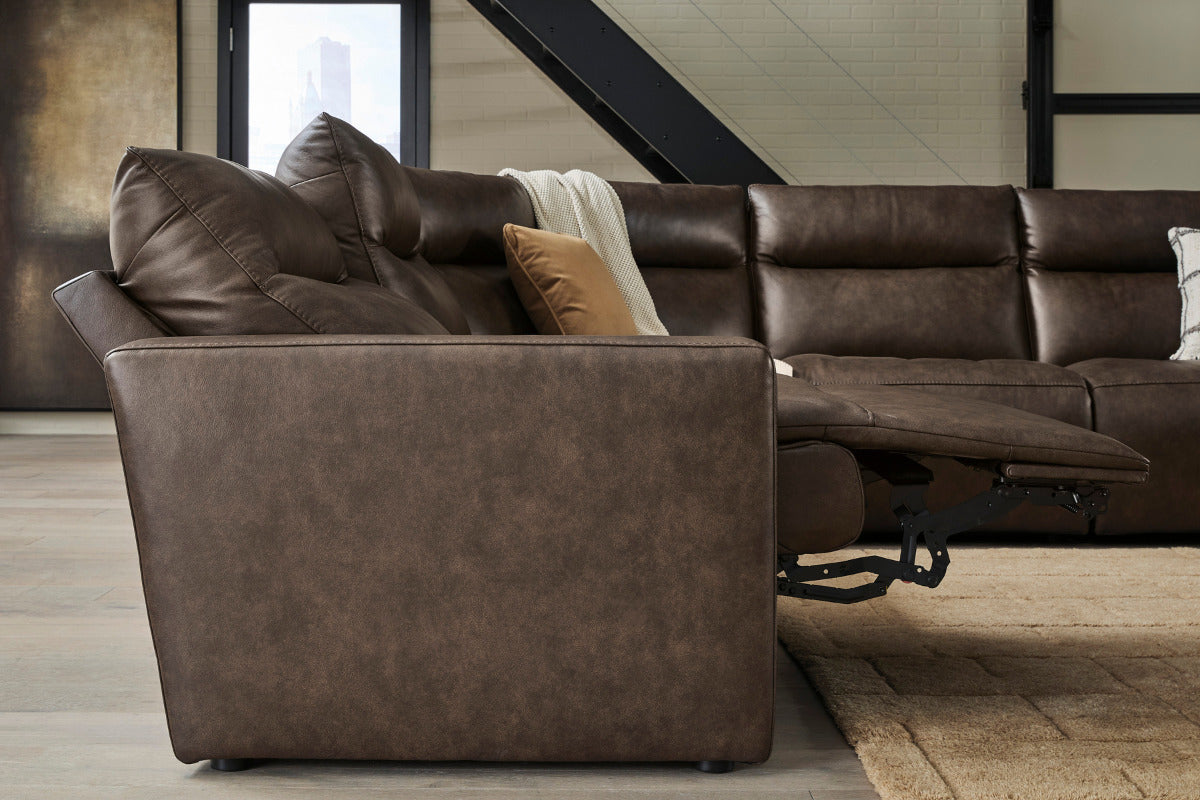 MODMAX015:Modmax 6 Piece 2 Power Sectional With 2 Power Armless Recliner, Styled Reclined