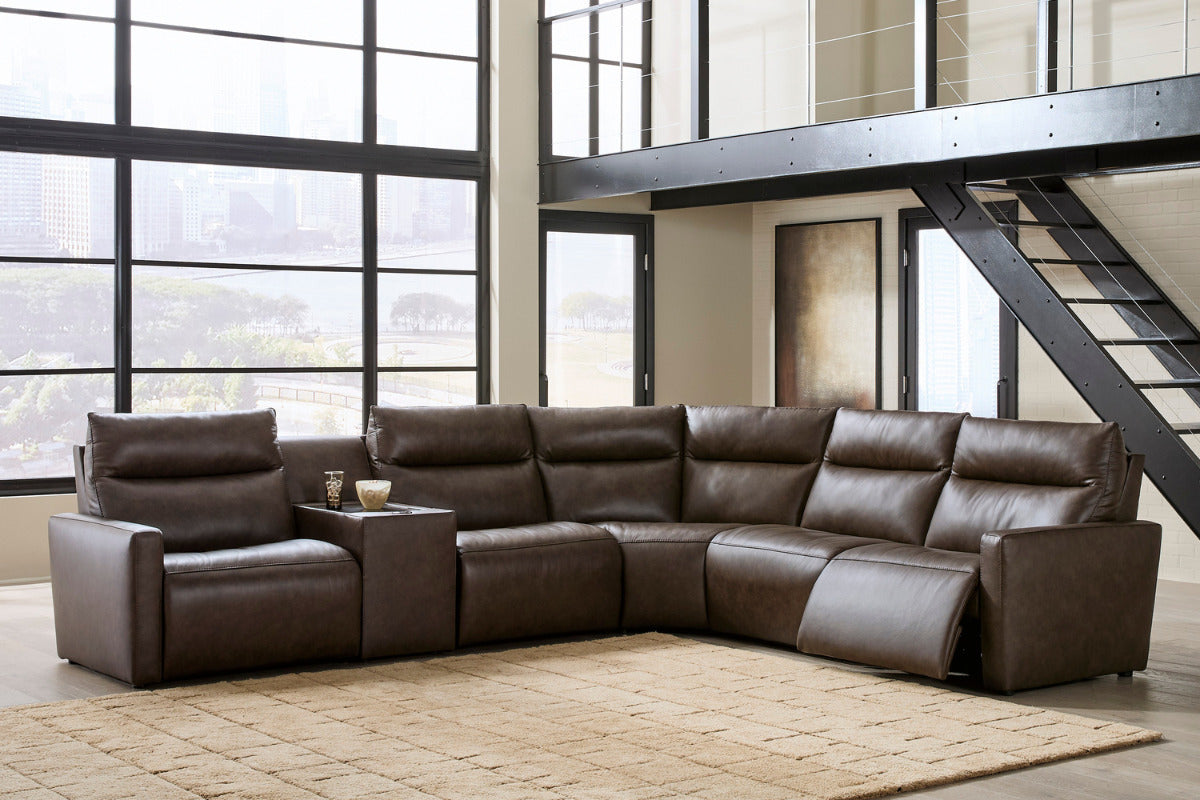 MODMAX015:Modmax 6 Piece 2 Power Sectional With 2 Power Armless Recliner, Styled
