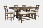 MORIVIL15:Moriville Counter Height Dining Table & 4 Stools & Bench, Angled