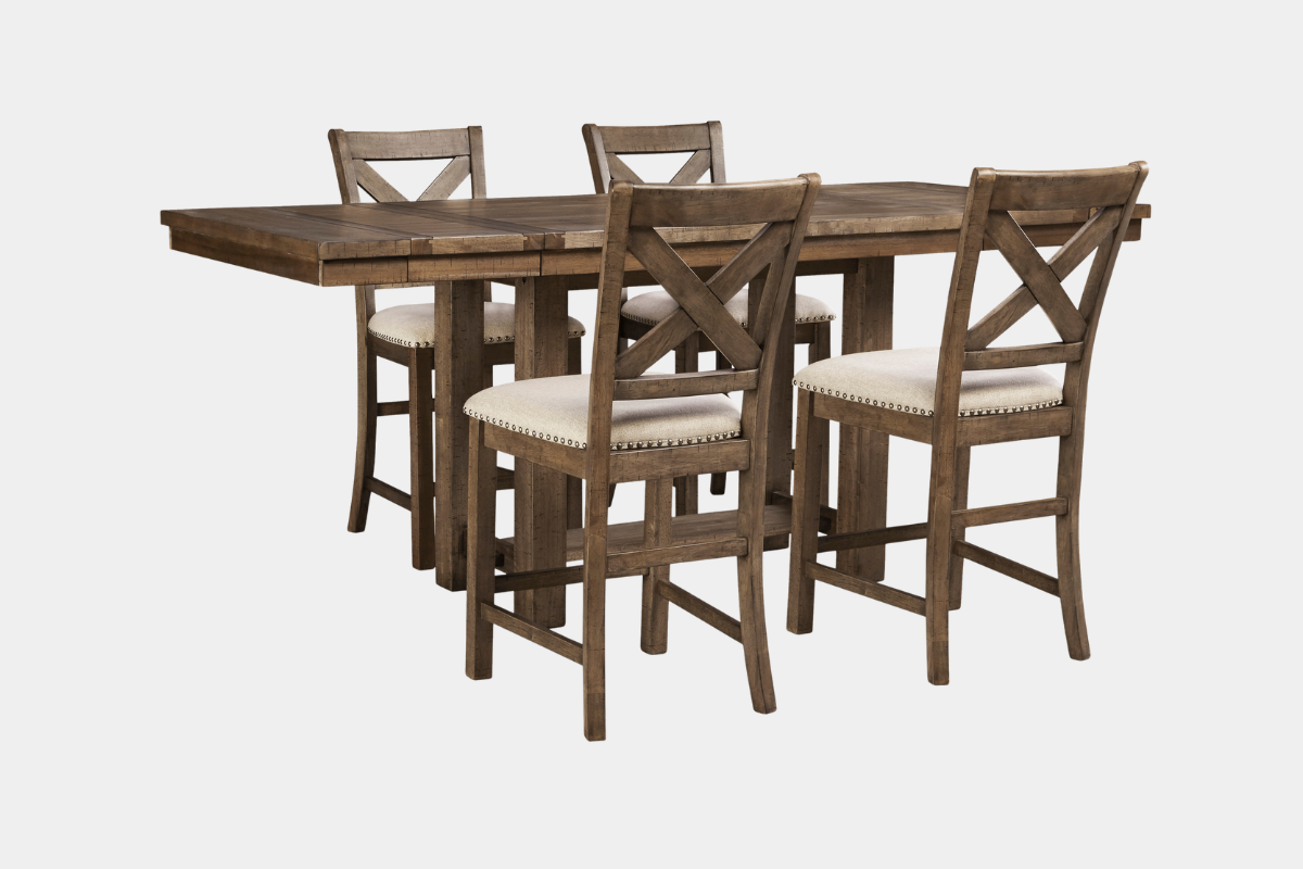 MORIVIL10:Moriville Counter Height Dining Table & 4 Stools, Angled