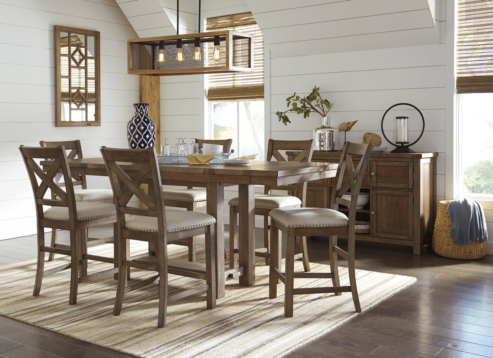 769342080:Moriville Counter Height Dining Table, Styled