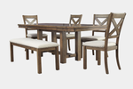 MORIVIL01:Moriville Dining Table & 4 Chairs & Bench, Angled