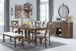MORIVIL01:Moriville Dining Table & 4 Chairs & Bench, Styled