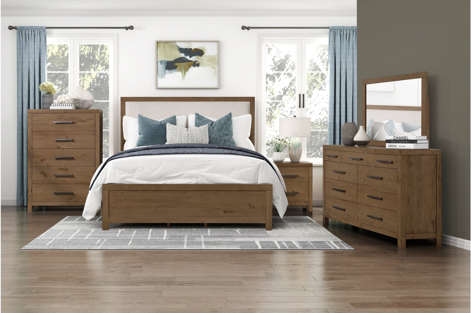 OAKLYN021:Oaklyn Upholstered Panel Bed &, 