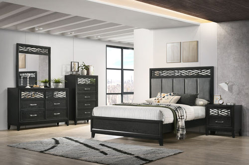 OBSIDIAN1:Obsidian Panel Bed & Dresser &, 