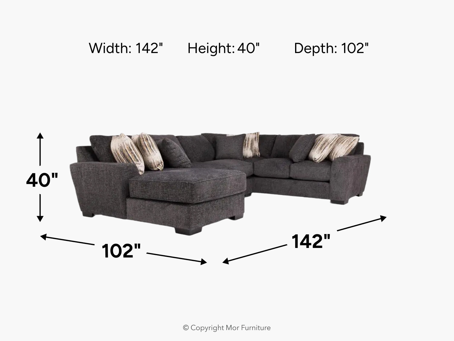 ORACLE205:Oracle Tux Loveseat Chaise Sectional, 