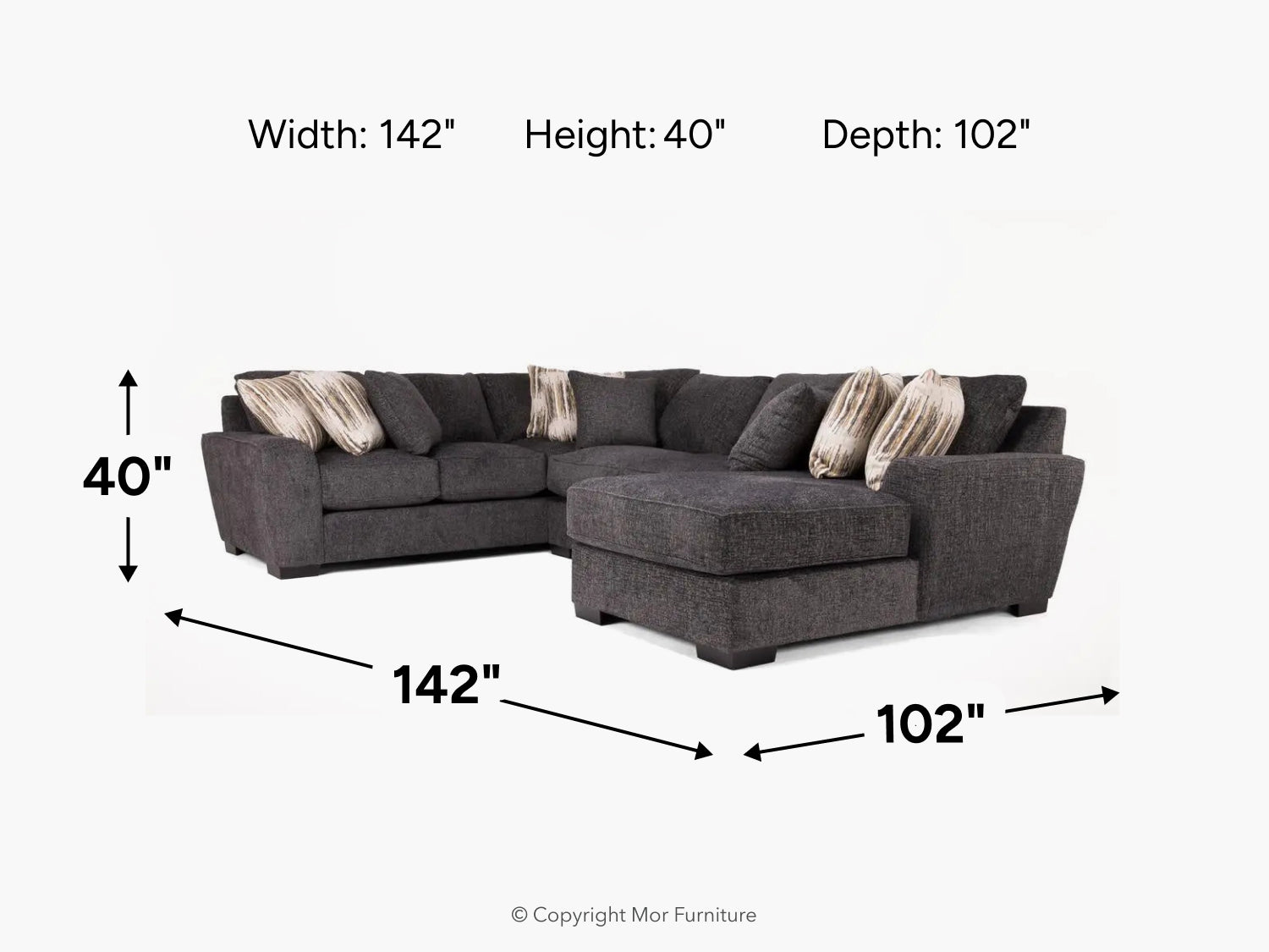 ORACLE206:Oracle Tux Loveseat Chaise Sectional, 