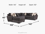 ORACLE225:Oracle Tux Loveseat Chaise Sectional, 