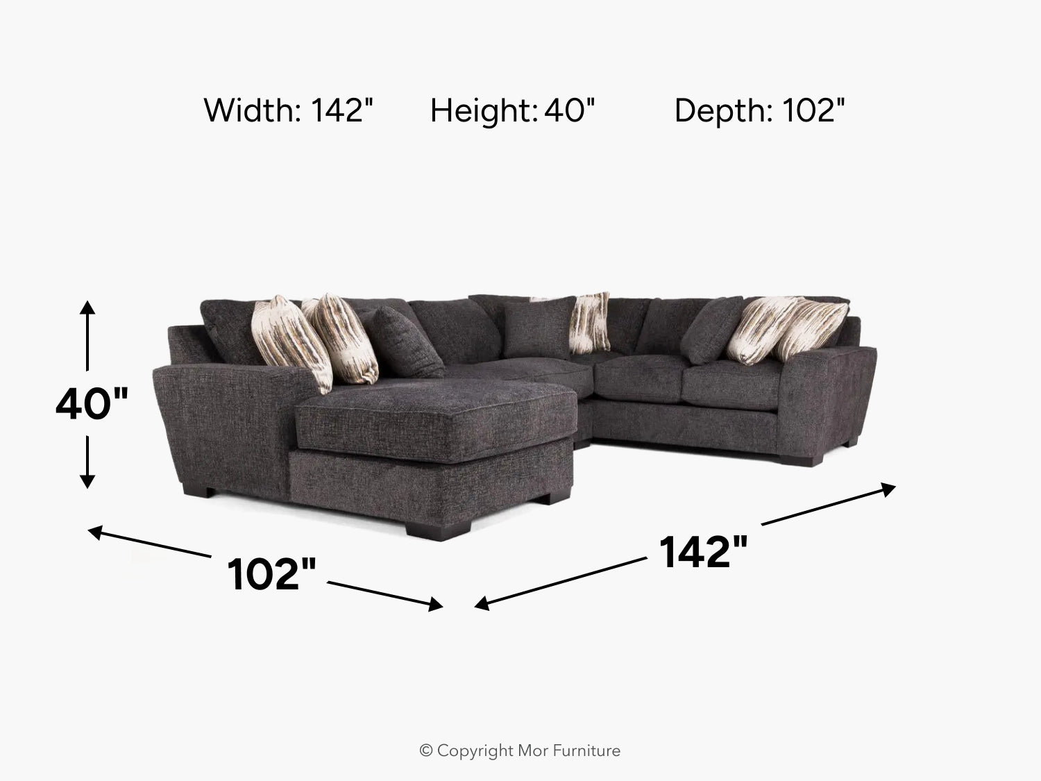 ORACLE225:Oracle Tux Loveseat Chaise Sectional, 