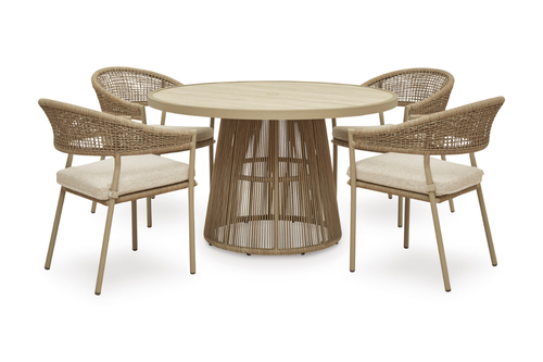 ORCHARD00:Orchard Beach Outdoor Round Dining Table & 4 Chairs, 