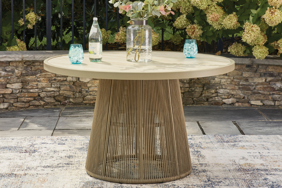 ORCHARD00:Orchard Beach Outdoor Round Dining Table & 4 Chairs, Styled