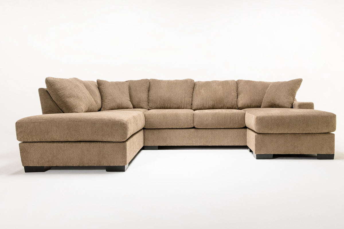 PAIGE0000:Paige Dual Chaise Sectional sofa in Sherry Bark Left Facing