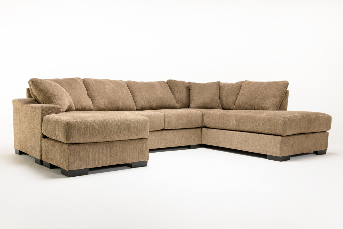 PAIGE0001:Paige Dual Chaise Sectional in Sherry Bark Right Facing