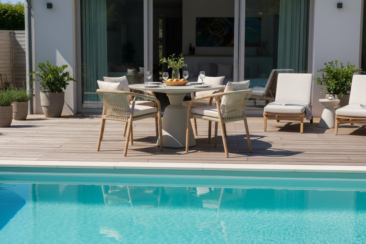 728244216:Palea Outdoor Round Dining Table, Styled