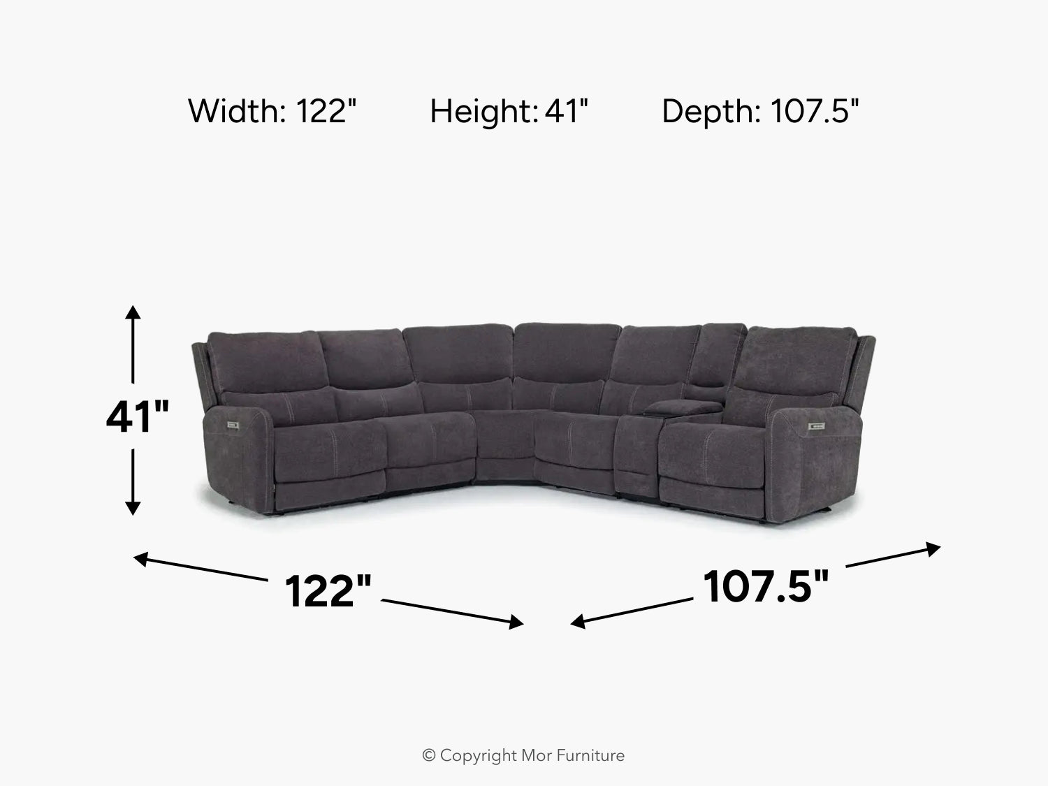 PALENCI52:Palencia 6 Piece 3 Power Sectional, 