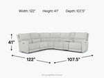 PALENCI01:Palencia 6 Piece 3 Power Sectional With 3 Power Armless Recliner, 