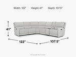 PALENCI03:Palencia 6 Piece 3 Power Sectional With 3 Power Armless Recliner, 